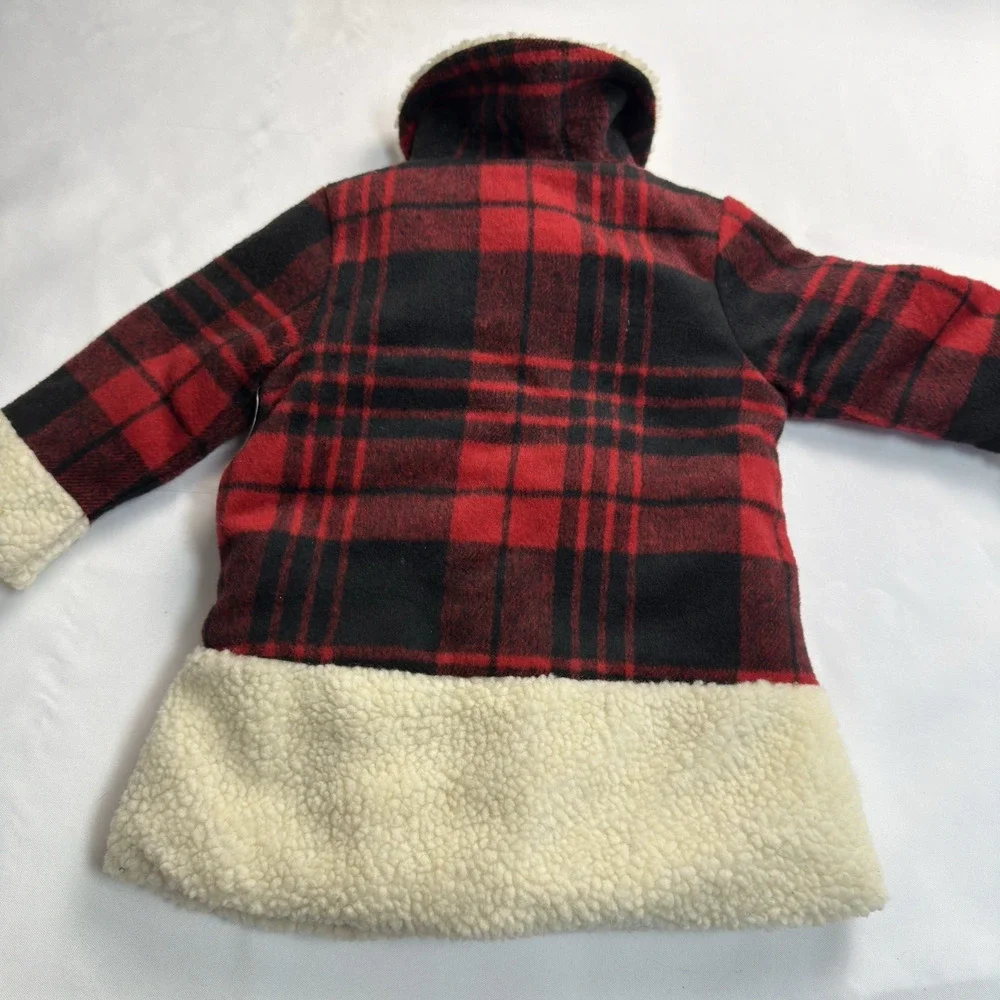 Penelope Mack Red & Black Buffalo Plaid Jacket w/ Sherpa Accents Girls 18 Months